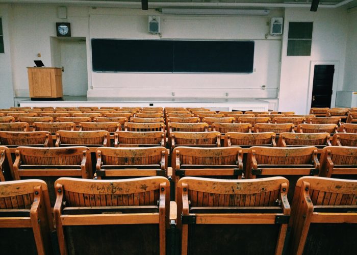 Auditorium with benches and chairs